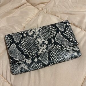 Snakeskin snake print clutch hand bag